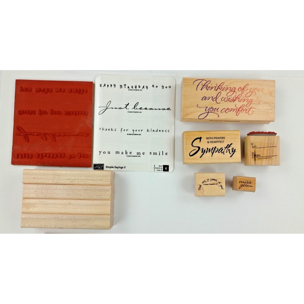 Lot of 9 Stamps Stampin' Up Cards Words Phrases Wooden Rubber